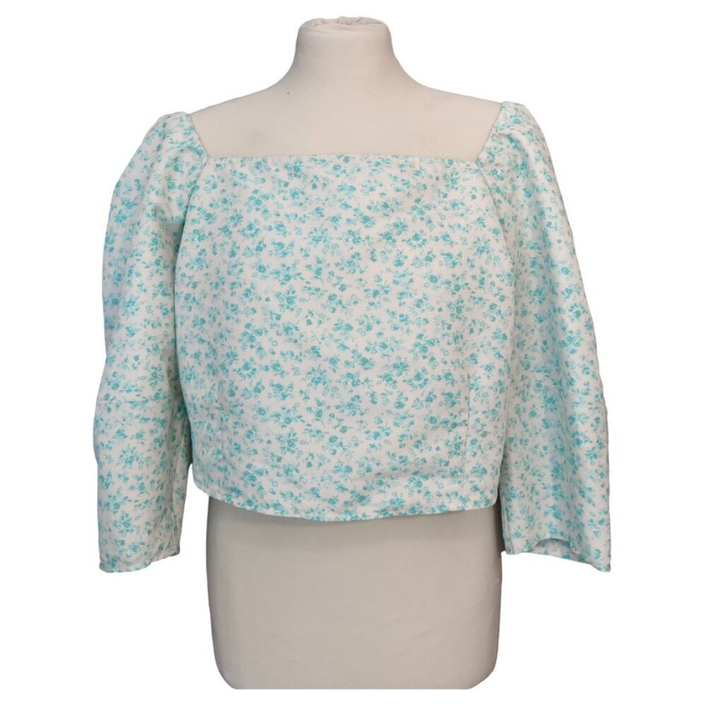 Levi’s Women’s Floral Square-Neck Puff Sleeve Top XL Pastel Floral Boho - Picture 4 of 10